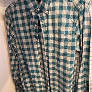 J. Crew Teal and White Checkered Men's Shirt